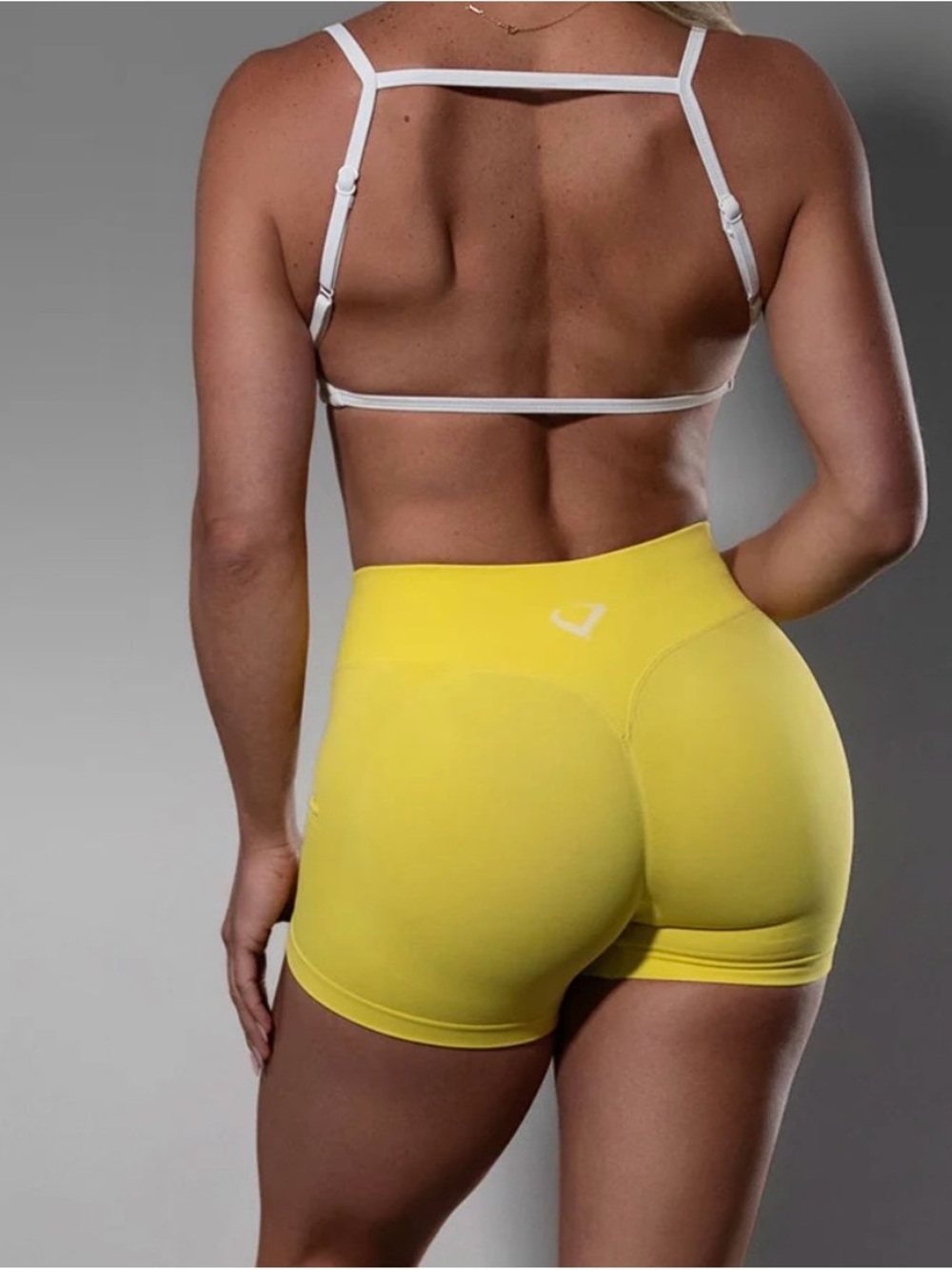 High-Rise Yellow Women’s Athletic Shorts with Sculpting Fit